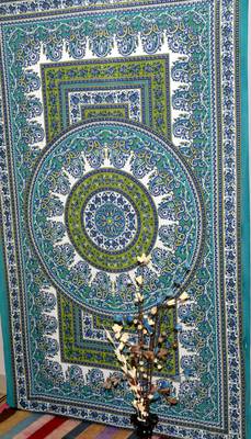 INDIAN MANDALA Kitchen Window Curtains & Valances Set Dorm Tab top Tapestry Drape Balcony Curtain Boho Set Hippie panel 3