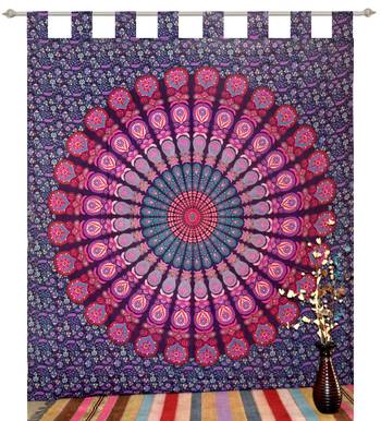 Mandala Window Tab top Curtains Drape Balcony Room Decor Curtain Boho Set Ethnic Windows & Panels Set Tab Top Tapestry 2