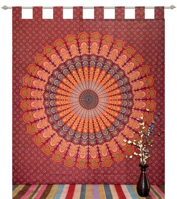 Mandala Bedroom Window Tab top Curtains Drape Balcony Room Curtain Boho Set Tapestry Curtains, Drape & Valances Bohemian 1