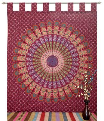 indian Tab top curtain Mandala curtains, 1 Panel Set Mandala Curtain Tab top Tapestry, Drapes & Valances, Window Curtain 2