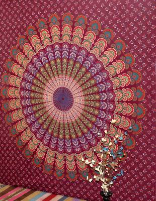 indian Tab top curtain Mandala curtains, 1 Panel Set Mandala Curtain Tab top Tapestry, Drapes & Valances, Window Curtain 3