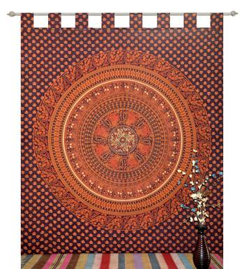 indian Tab top curtain Mandala curtains, 1 Panel Set Mandala Curtain Tab top Tapestry, Drapes & Valances, Window Curtain 1