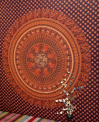 indian Tab top curtain Mandala curtains, 1 Panel Set Mandala Curtain Tab top Tapestry, Drapes & Valances, Window Curtain 3