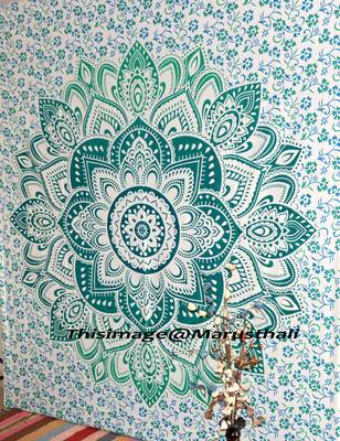 indian Tab top curtain Mandala curtains, 1 Panel Set Mandala Curtain Tab top Tapestry, Drapes & Valances, Window Curtain 3