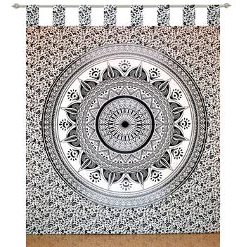 Boho Living Room Tab top Curtains, Bohemian Curtains For Bedroom, Tapestry Curtains, Mandala Hippie Dorm Decor 1