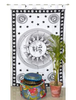 INDIAN MANDALA Kitchen Window Curtains & Valances Set Dorm Tab top Tapestry Drape Balcony Curtain Boho Set Hippie panel 2