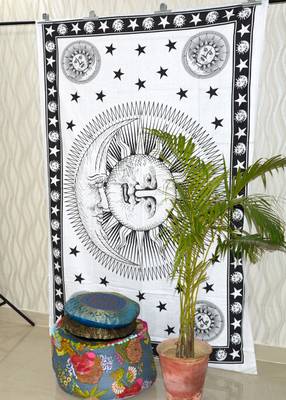 INDIAN MANDALA Kitchen Window Curtains & Valances Set Dorm Tab top Tapestry Drape Balcony Curtain Boho Set Hippie panel 3