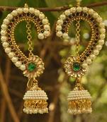 Beautiful Maroon & Green colour Earrings studded with pearls