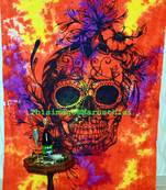 Multi Color Skull Tapestry " tapestry Mandala Bedding, Mandala Tapestry, Multi Color Mandala Wall Art Hippie Twin