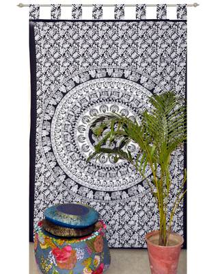 indian Tab top curtain Mandala curtains, 1 Panel Set Mandala Curtain Tab top Tapestry, Drapes & Valances, Window Curtain 2