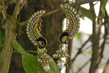Beautiful Pearl Peacock Earrings with Jhmki style 1