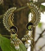 Beautiful Pearl Peacock Earrings with Jhmki style
