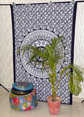 indian Tab top curtain Mandala curtains, 1 Panel Set Mandala Curtain Tab top Tapestry, Drapes & Valances, Window Curtain 4