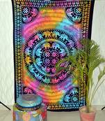 Indian Mandala Beach Throw Tapestry Hippy Boho Gypsy Cotton Tie Dye Table Cover Twin Size 55 X 85 inches