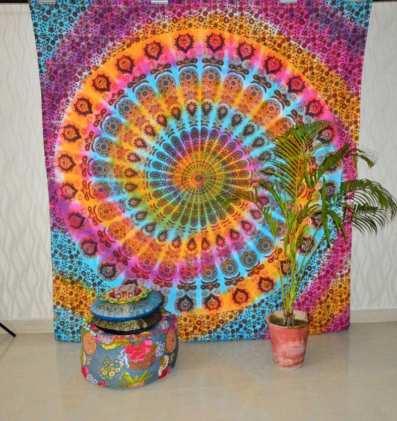 Mandala Tie Dye Tapestry Bohemian, Psychedelic Wall Art, Dorm D  cor Beach Throw, Wall Tapestries Art Queen