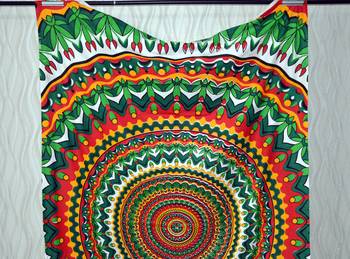 Boho Living Room Tab top Curtains, Bohemian Curtains For Bedroom, Tie Dye Tapestry Curtains, Mandala Hippie Dorm Decor 3
