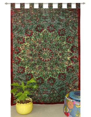 INDIAN MANDALA Kitchen Window Curtains & Valances Set Dorm Tab top Tapestry Drape Balcony Curtain Boho Set Hippie panel 2