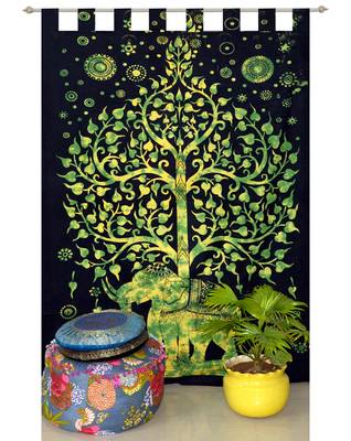 Mandala Window Tab top Curtains Drape Balcony Room Decor Curtain Boho Set Ethnic Windows & Panels Set Tab Top Tapestry 1