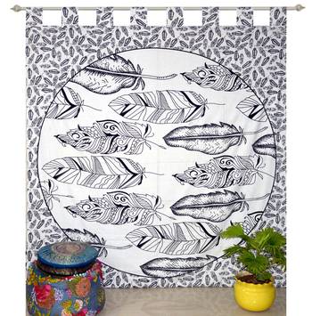 Boho Living Room Tab top Curtains, Bohemian Curtains For Bedroom, Tie Dye Tapestry Curtains, Mandala Hippie Dorm Decor 1