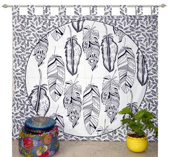 Tab Top Tapestry Curtain 2 Valances Drape Panel Boho Decor Window Curtain Drape Handmade Curtain Tapestry Throw 1