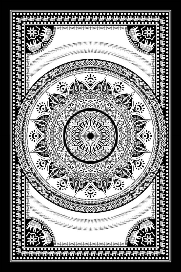 Mandala Tapestry Black & white Design Latest Tapestries Hippie Gypsy Beach Throw (Black & White Lamp Ombre Mandala)
