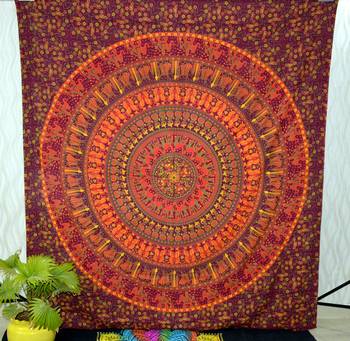 INDIAN MANDALA Kitchen Window Curtains & Valances Set Dorm Tab top Tapestry Drape Balcony Curtain Boho Set Hippie panel 3