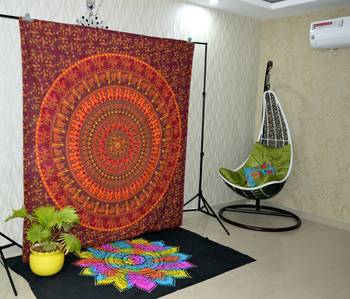 INDIAN MANDALA Kitchen Window Curtains & Valances Set Dorm Tab top Tapestry Drape Balcony Curtain Boho Set Hippie panel 4