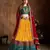 Fetching Yellow, Red and Green Colored Zari & Sequins Embroidered Taffeta Silk Semi Stitched Wedding Lehenga