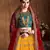 Fetching Yellow, Red and Green Colored Zari & Sequins Embroidered Taffeta Silk Semi Stitched Wedding Lehenga