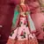 Seductive Rose Pink Dori and Sequins Embroidered & Digital Floral Printed Art Silk Bridal Lehenga