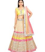 Multicolor Embroidered Art Silk Semi Stitched Lehenga With Dupatta