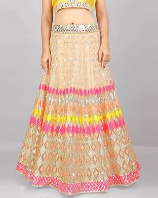 Multicolor Embroidered Art Silk Semi Stitched Lehenga With Dupatta 3