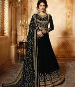 Black embroidered georgette salwar with dupatta