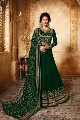 Green embroidered georgette salwar with dupatta 1