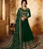 Green embroidered georgette salwar with dupatta