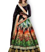 Multicolor Embroidered Art Silk Semi Stitched Lehenga With Dupatta