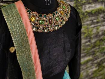 Multicolor Embroidered Art Silk Semi Stitched Lehenga With Dupatta 3
