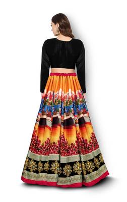 Catching Yellow and Black Dori and Sequins Embroidered Art Silk Designer Lehenga choli for wedding 2