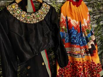 Catching Yellow and Black Dori and Sequins Embroidered Art Silk Designer Lehenga choli for wedding 3