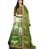 Green Embroidered Silk Semi Stitched bridal lehenga