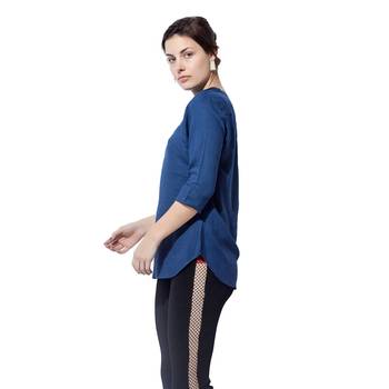 Blue plain cotton long top 3