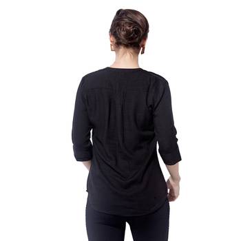 Black plain cotton long top 2
