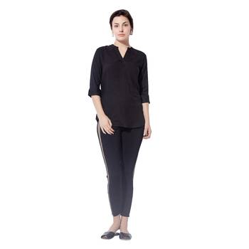 Black plain cotton long top 4