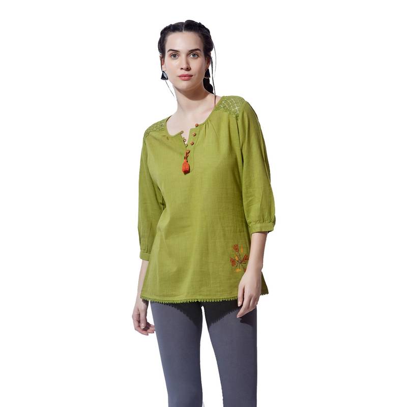 Lime plain cotton long top BKind 2791419