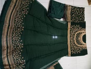 Green embroidered georgette salwar with dupatta 2