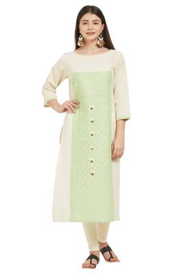 Beige plain cotton cotton-kurtis 1