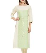 Beige plain cotton cotton-kurtis