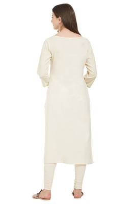 Beige plain cotton cotton-kurtis 2