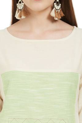 Beige plain cotton cotton-kurtis 4