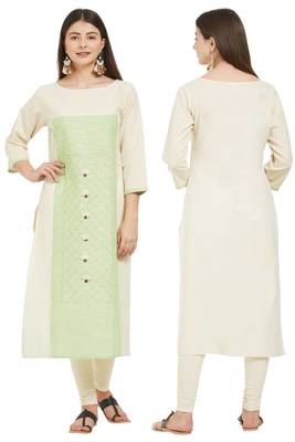 Beige plain cotton cotton-kurtis 5